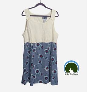 Vtg 90s True Blue White Floral Jumper Dress Size 18W Coquette Retro